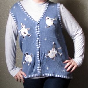 Extra Large Blue "Ugly" Christmas Sweater Vest
